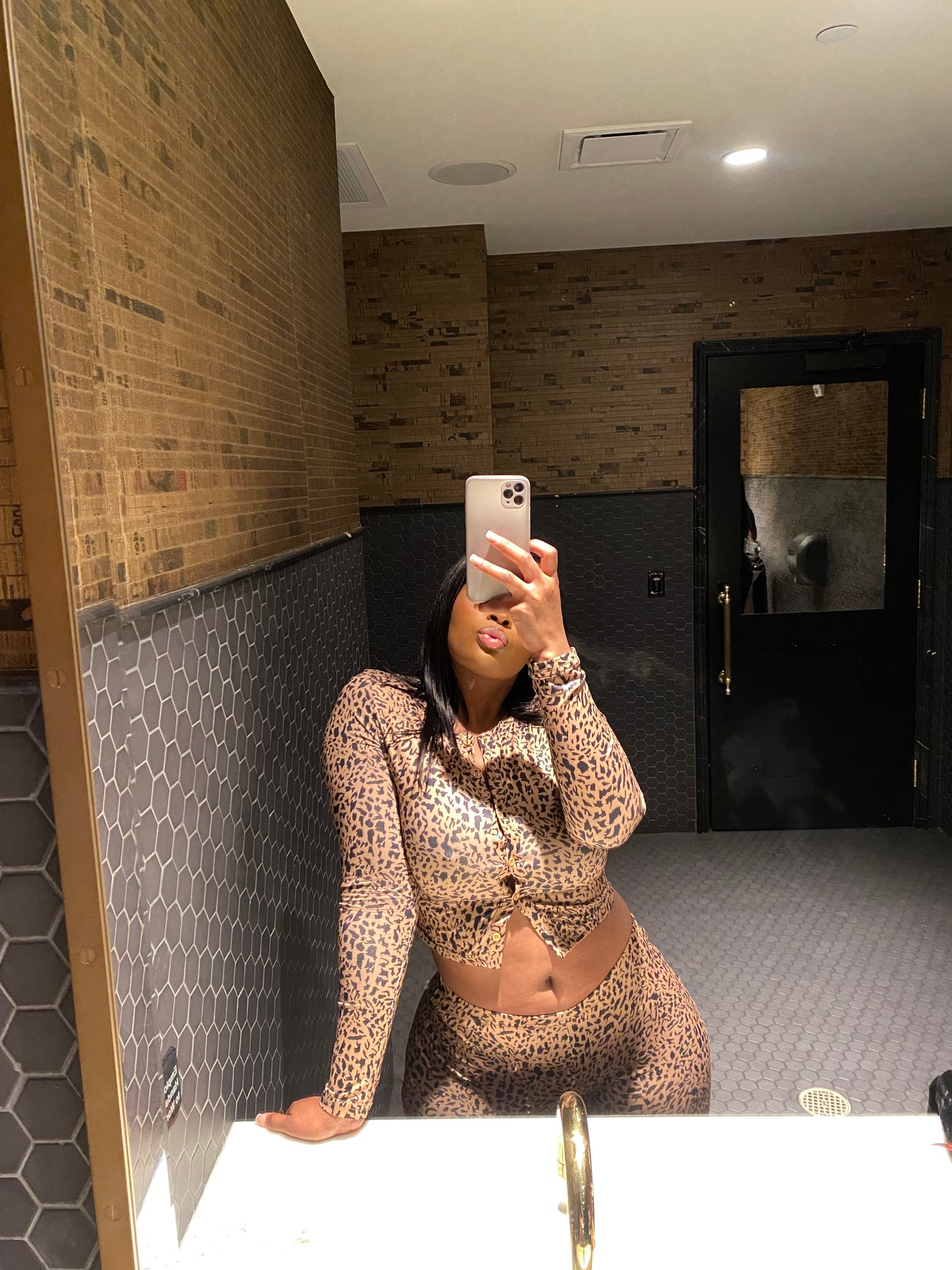 Leopard print two piece set